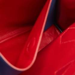 Pre Owned Prada Navy Blue Saffiano Cuir Leather Medium Double Handle Tote