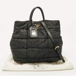 Pre Owned Prada Black Quitted Nylon and Patent Leather Tote