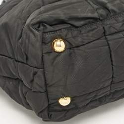 Pre Owned Prada Black Quitted Nylon and Patent Leather Tote