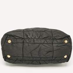 Pre Owned Prada Black Quitted Nylon and Patent Leather Tote