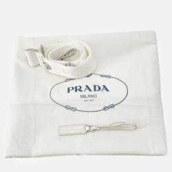 Pre Owned Prada White/Black Canvas Triangle Logo Dot Handbag