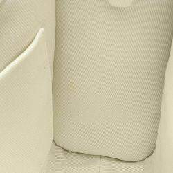 Pre Owned Prada White/Black Canvas Triangle Logo Dot Handbag