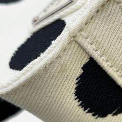 Pre Owned Prada White/Black Canvas Triangle Logo Dot Handbag