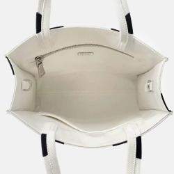 Pre Owned Prada White/Black Canvas Triangle Logo Dot Handbag