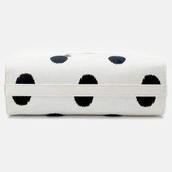 Pre Owned Prada White/Black Canvas Triangle Logo Dot Handbag