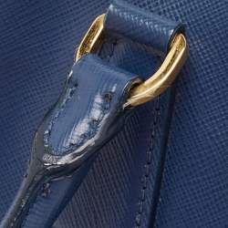 Pre Owned Prada Navy Blue Saffiano Lux Leather Medium Double Zip Tote