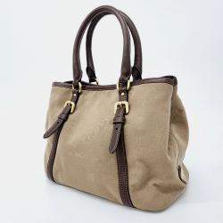 Pre Owned Prada Brown Fabric tote and shoulder bag