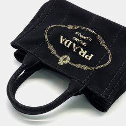 Pre Owned Prada Black Canvas Canapa Tote Bag