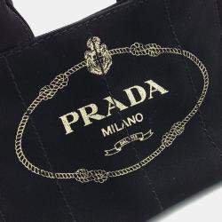 Pre Owned Prada Black Canvas Canapa Tote Bag