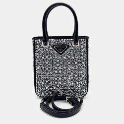 Pre Owned Prada Black Satin Crystal tote bag