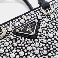 Pre Owned Prada Black Satin Crystal tote bag
