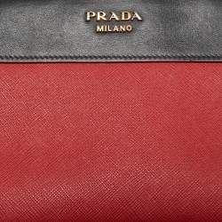 Pre Owned Prada Red/Black Saffiano and City Leather Esplanade Crossbody Bag