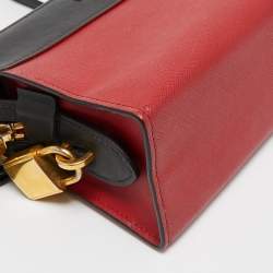 Pre Owned Prada Red/Black Saffiano and City Leather Esplanade Crossbody Bag