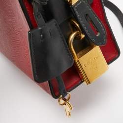 Pre Owned Prada Red/Black Saffiano and City Leather Esplanade Crossbody Bag
