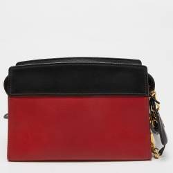 Pre Owned Prada Red/Black Saffiano and City Leather Esplanade Crossbody Bag