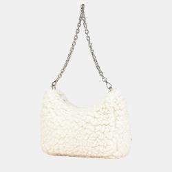 Prada White Cashmere Wool Re-Edition 2000 Satchel