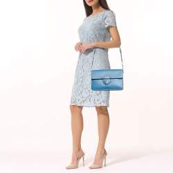 Prada Blue Cinghiale Leather Flap Shoulder Bag