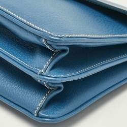 Prada Blue Cinghiale Leather Flap Shoulder Bag