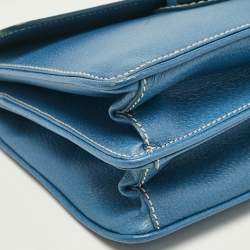 Prada Blue Cinghiale Leather Flap Shoulder Bag
