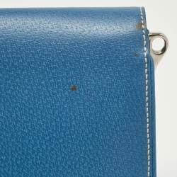 Prada Blue Cinghiale Leather Flap Shoulder Bag