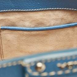 Prada Blue Cinghiale Leather Flap Shoulder Bag
