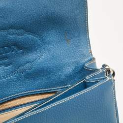 Prada Blue Cinghiale Leather Flap Shoulder Bag