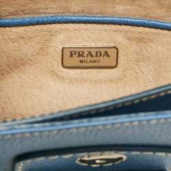 Prada Blue Cinghiale Leather Flap Shoulder Bag