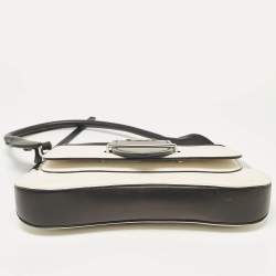 Pre Owned Prada Black/White Leather Sidonie Shoulder Bag