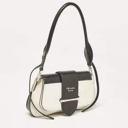Pre Owned Prada Black/White Leather Sidonie Shoulder Bag