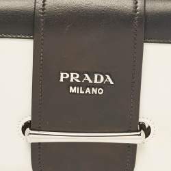 Pre Owned Prada Black/White Leather Sidonie Shoulder Bag