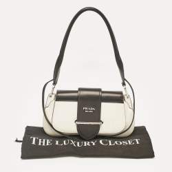 Pre Owned Prada Black/White Leather Sidonie Shoulder Bag