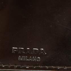 Pre Owned Prada Dark Brown Satin Triangle Logo Compact Bifold Wallet
