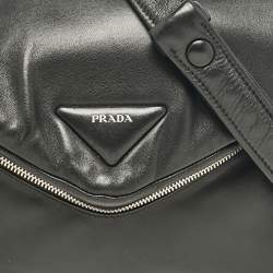 Prada Black Leather Signaux Shoulder Bag
