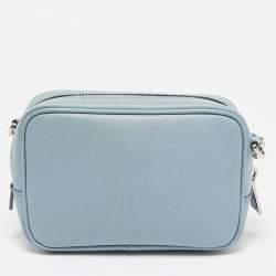 Prada Light Blue Saffiano Lux Leather Mini Camera Crossbody Bag