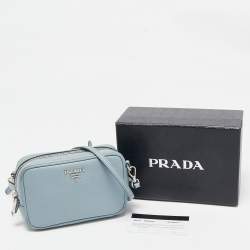 Prada Light Blue Saffiano Lux Leather Mini Camera Crossbody Bag