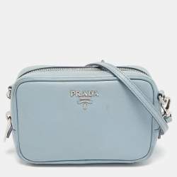 Prada Light Blue Saffiano Lux Leather Mini Camera Crossbody Bag