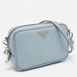 Prada Light Blue Saffiano Lux Leather Mini Camera Crossbody Bag