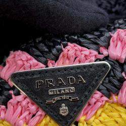 Prada Beige/Black Raffia Canapa handbag