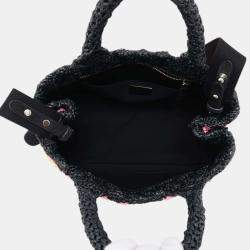Prada Beige/Black Raffia Canapa handbag