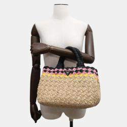 Prada Beige/Black Raffia Canapa handbag