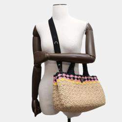 Prada Beige/Black Raffia Canapa handbag