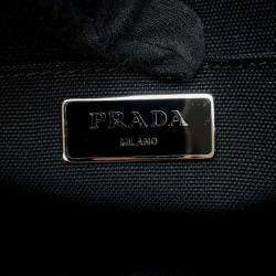 Prada Beige/Black Raffia Canapa handbag