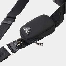 Prada Leather Black Nylon Saffiano Vela Shoulder Bag