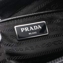 Prada Leather Black Nylon Saffiano Vela Shoulder Bag