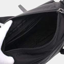Prada Leather Black Nylon Saffiano Vela Shoulder Bag