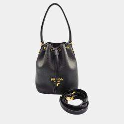 Prada Black Leather Bucket Bag