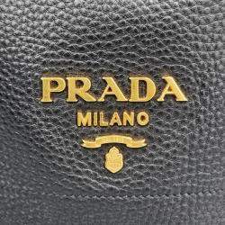 Prada Black Leather Bucket Bag