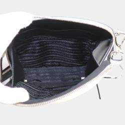 Prada White Saffiano Triangle Shoulder Bag