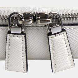 Prada White Saffiano Triangle Shoulder Bag