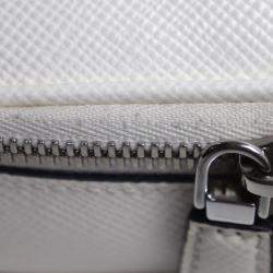 Prada White Saffiano Triangle Shoulder Bag